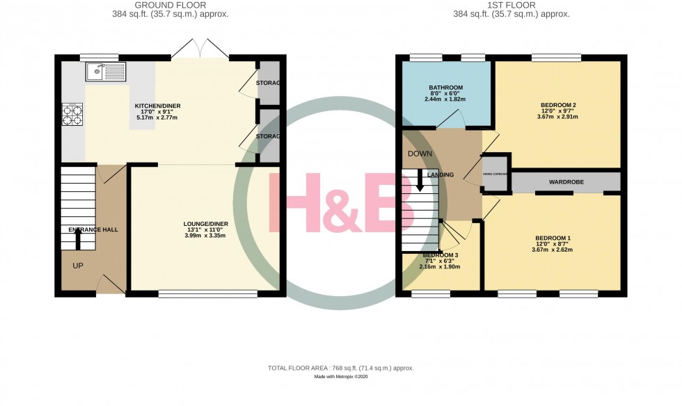 Floorplan for Little Cattins, Harlow