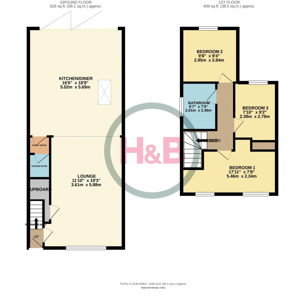 Floorplan for Burnside Terrace, Hobbs Cross Road, Old Harlow