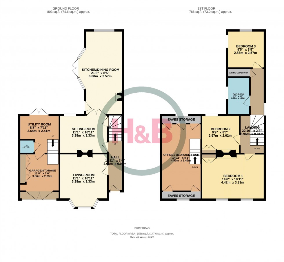 Floorplan for Bury Road, Old Harlow