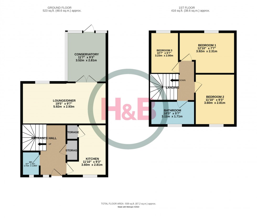 Floorplan for Five Acres, Harlow